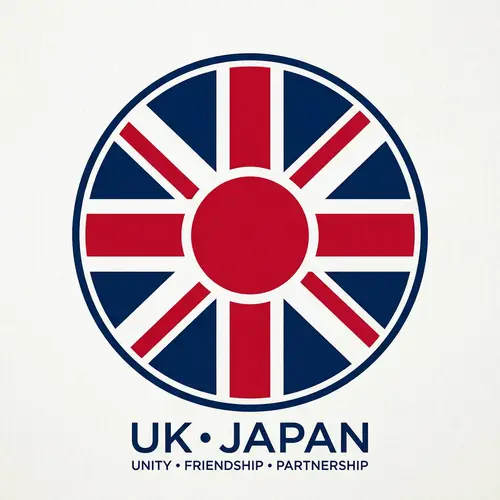 Unique Logo Design Blending Great Britain and Japan Flags