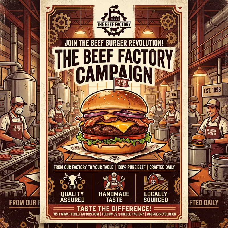 Beef Burger Factory Campaign Poster Beef Burger Factory Campaign Poster