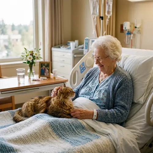 Care and Companionship: Elderly Woman with Cat