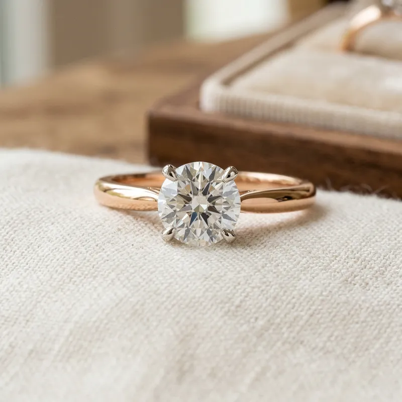 Elegant Rose Gold Engagement Ring with Solitaire Diamond Elegant Rose Gold Engagement Ring with Solitaire Diamond