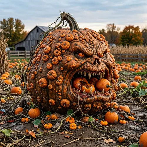 Giant Pumpkin with Pimples: A Spooky Delight