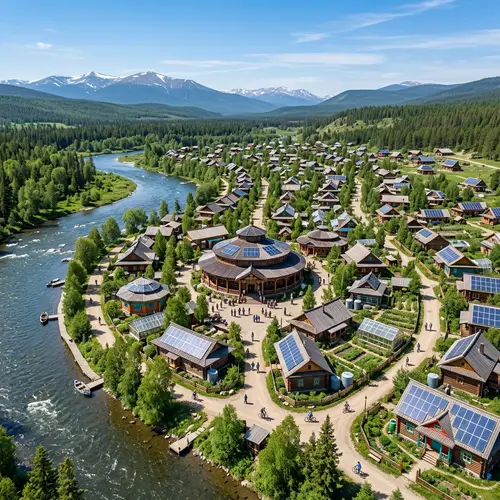 Eco-Friendly Buryat-Style Village by River | Community Center