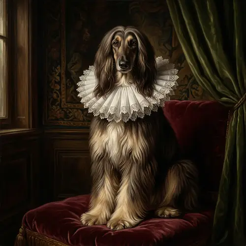 Regal Dog Portrait in Baroque Style