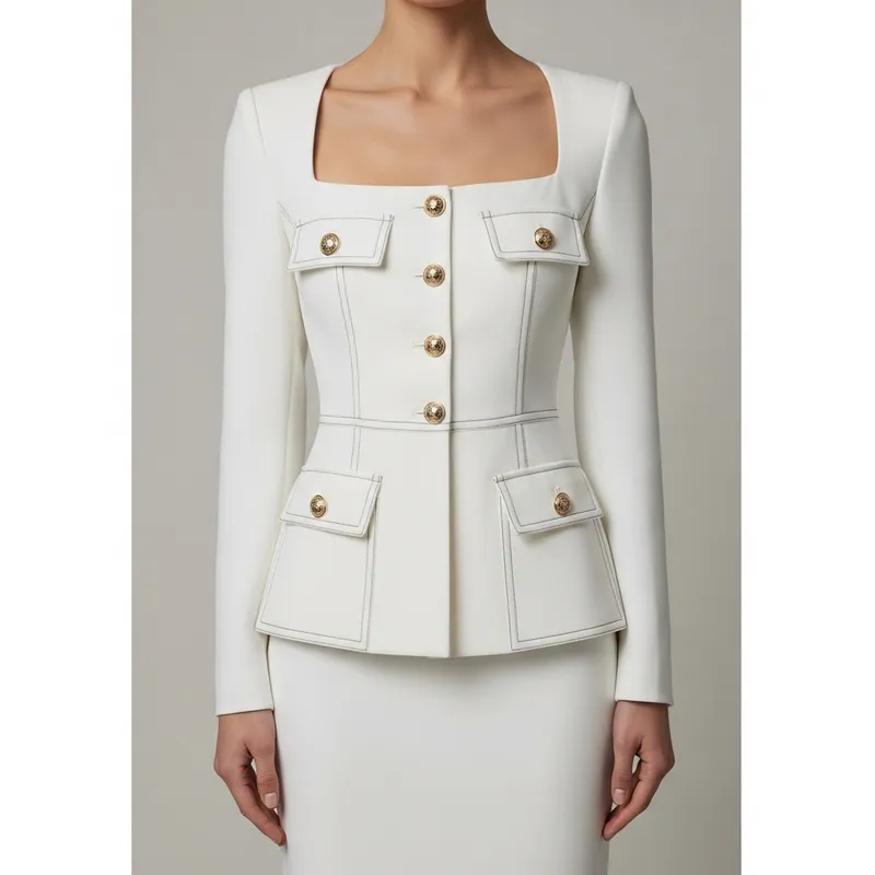 Elegant White Women's Skirt Suit for Sophisticated Style