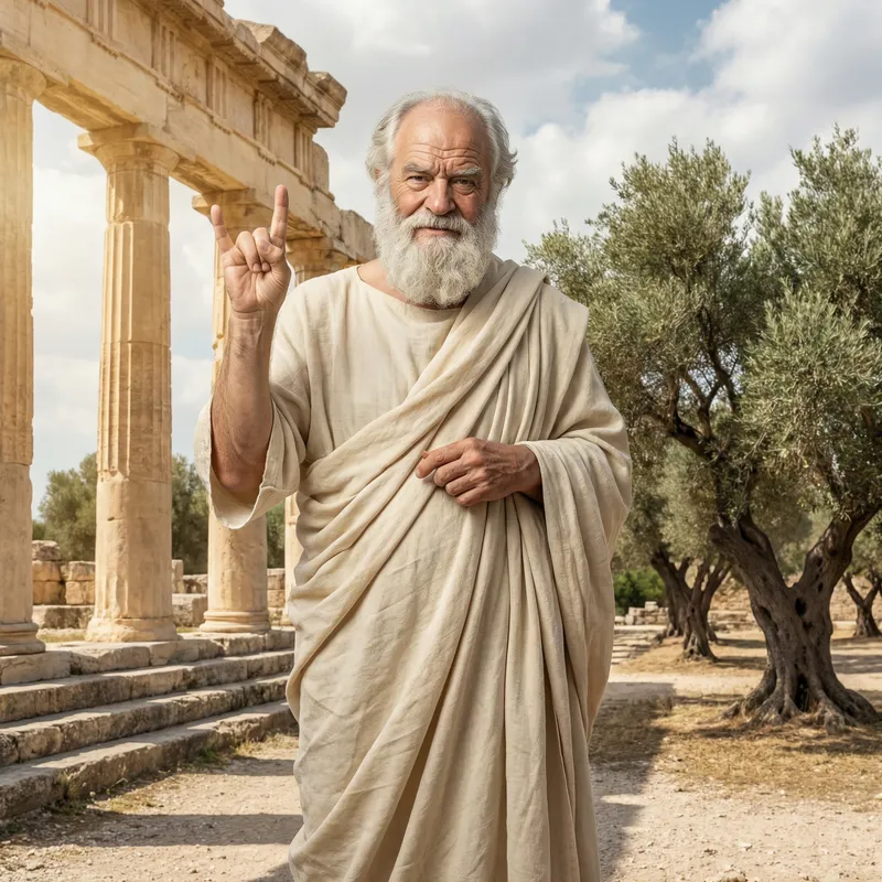 Philosopher in Greek Toga with Modern Twist