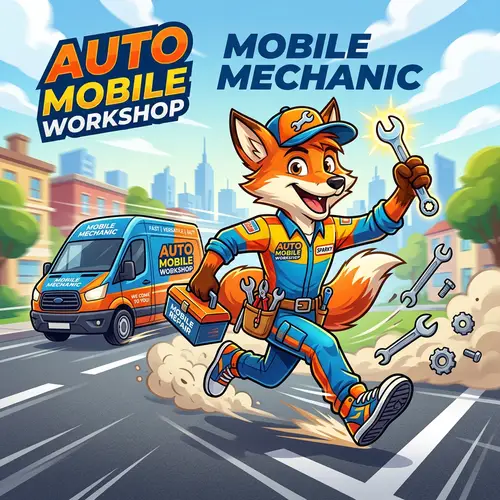 Dynamic Mascot Design for Mobile Auto Repair Ads