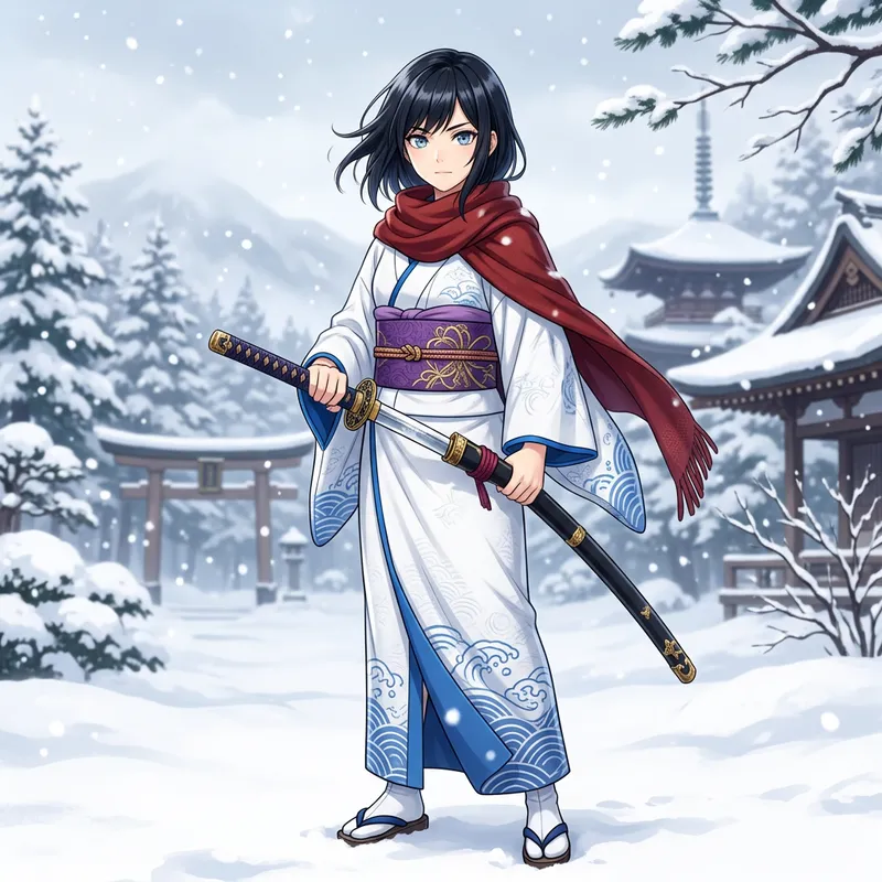 Rukia Kuchiki Anime Portrait with Bob Haircut and Katana Sword Rukia Kuchiki Anime Portrait with Bob Haircut and Katana Sword
