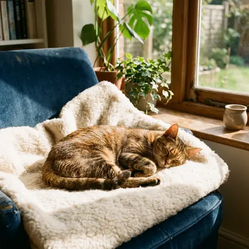 Sleek Cat Resting in Sunlight | Classic Indoor Tranquility