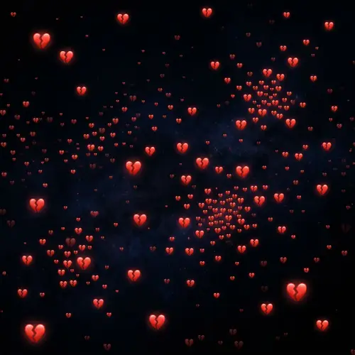 Cosmic Constellation of Broken Heart Emojis