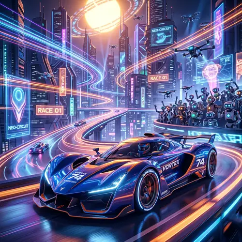 Futuristic Race Car Design in Neon City | Electrifying Scene