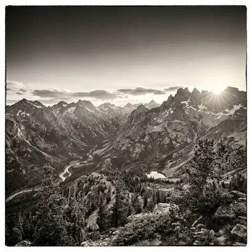 Majestic Mountain Range at Sunrise Photography