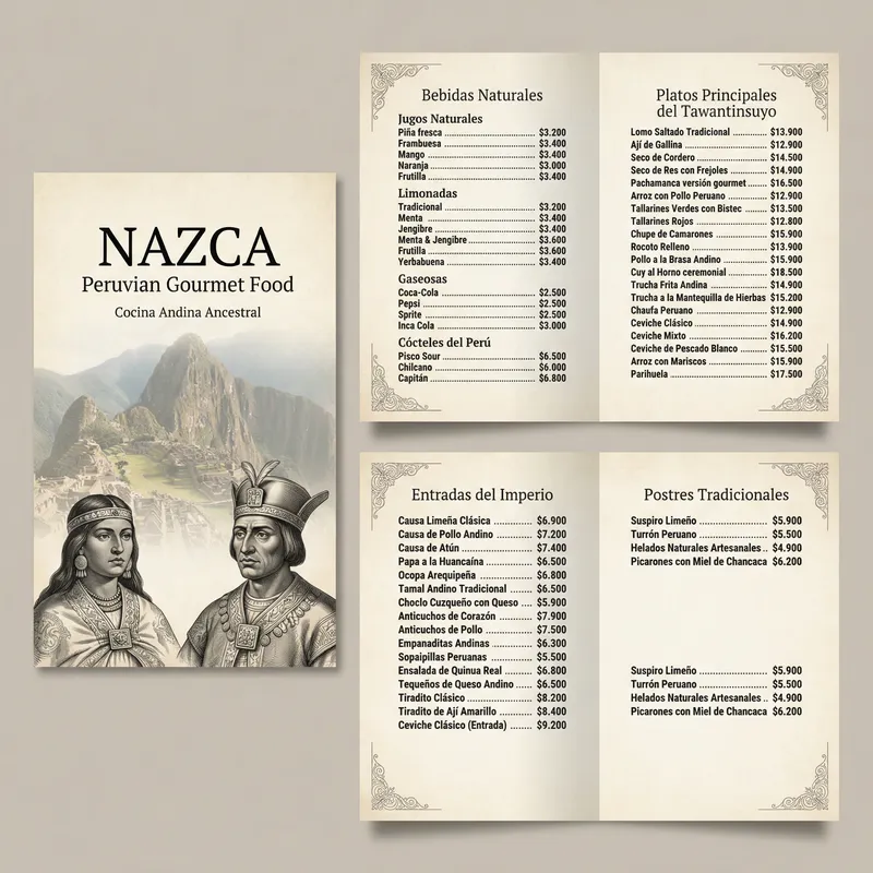 Professional Andean Menu Design for Restaurants