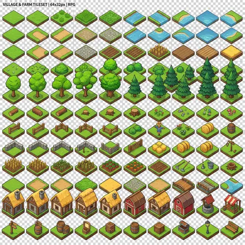 Colorful Isometric 2D Tileset for RPG Games
