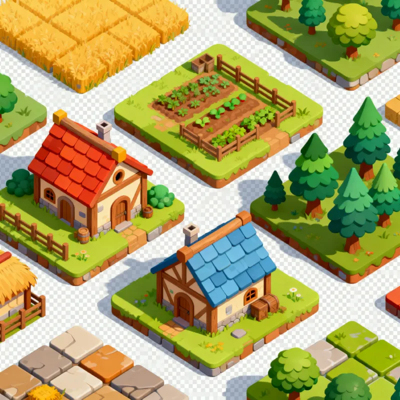 Colorful Isometric 2D Tileset for RPG Games
