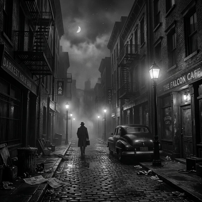 Mysterious Shadows: A Noir Cityscape