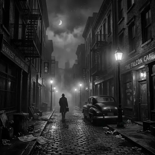Enigmatic Noir Cityscape | Classic Film Setting
