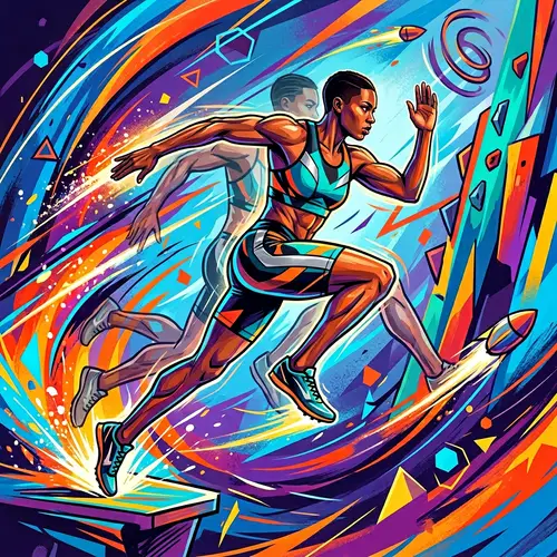 Dynamic Athlete Movement in Abstract Art