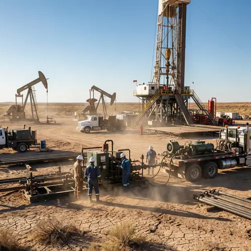 Realistic Oil Drilling Site in Clear Blue Sky
