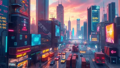 Vibrant Cyberpunk Cityscape with Smart Tools