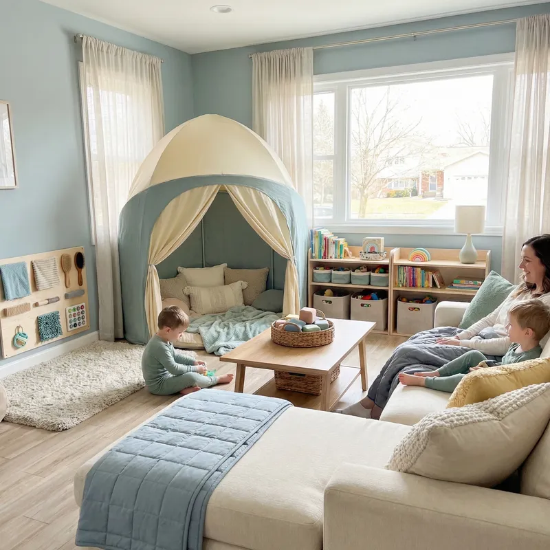 Sensory-Friendly Living Room for Kids with Autism