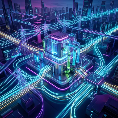 Futuristic Hydrogen Power Grid: A Digital Art Vision