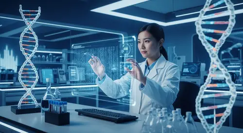 Futuristic Genetics Lab: Explore DNA Innovation