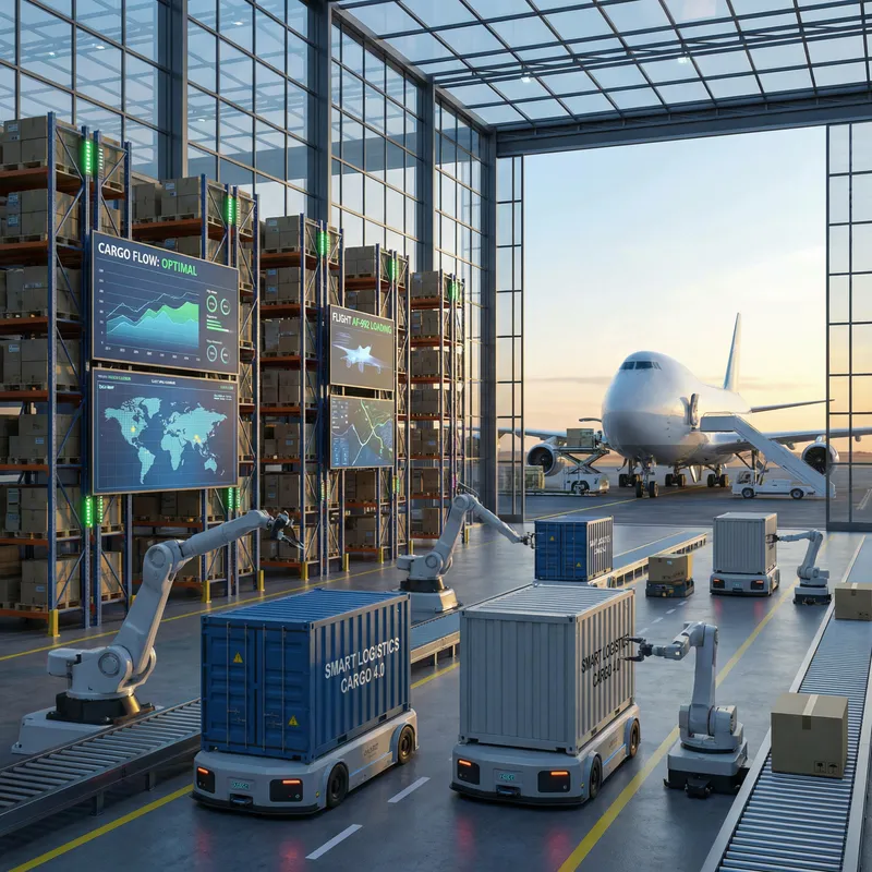 Modern Air Freight Terminal with Smart Warehousing Tech