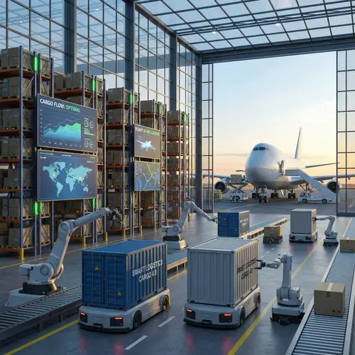 Modern Air Freight Terminal with Smart Warehousing Tech