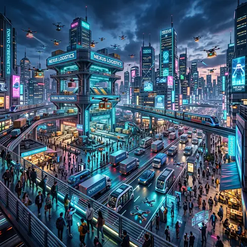 Vibrant Cyberpunk Cityscape with Smart Tools
