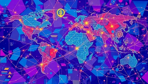 Abstract Global Supply Chains & Tariffs Illustration