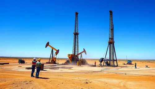 Realistic Oil Drilling Site in Clear Blue Sky
