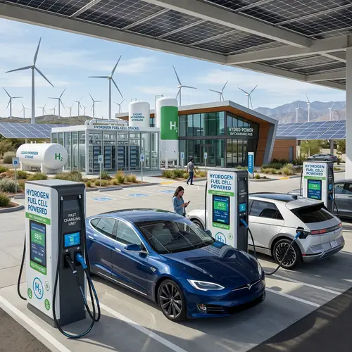 Futuristic Hydrogen EV Charging Station