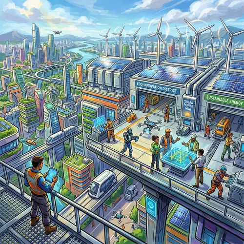 Futuristic Cityscape: Eco-Innovation in Action