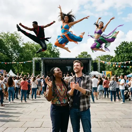 Diverse Couple and Joyful Family Dancing Together
