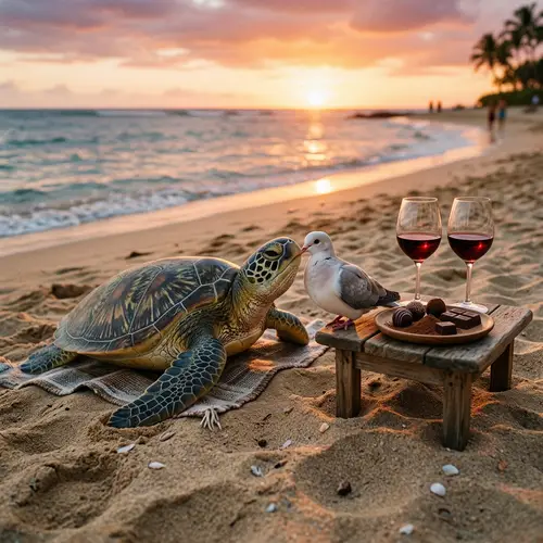 Turtle & Dove Romance at Sunset Beach