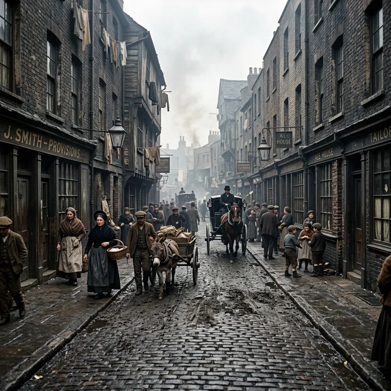 Victorian Cobblestone Street in London - Daytime Views Victorian Cobblestone Street in London - Daytime Views