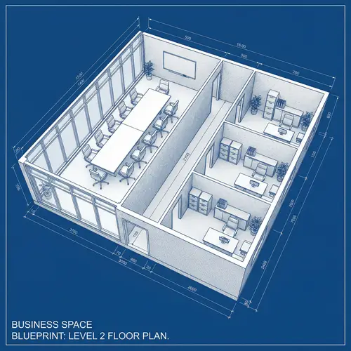 3D Architect Blueprint of Conference Room and Offices Layout
