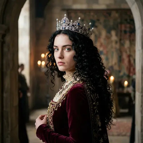 Elegant Princess with Crown and Curls