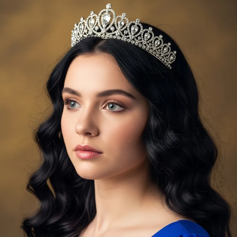 Elegant Princess with Crown and Curls