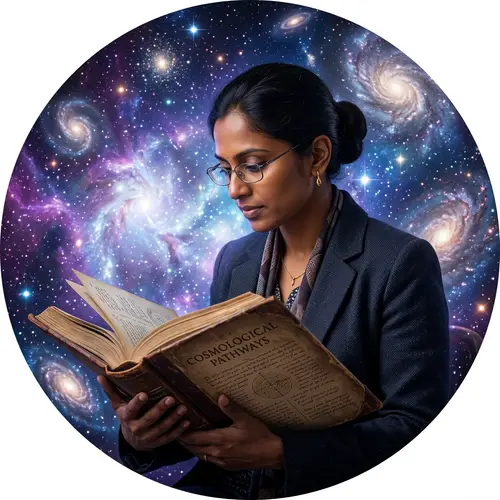 South Asian Female Scholar in Cosmos-Themed Profile Picture