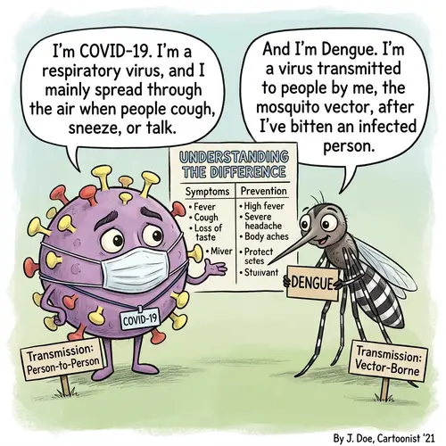 COVID-19 vs Dengue: An Editorial Cartoon Insight