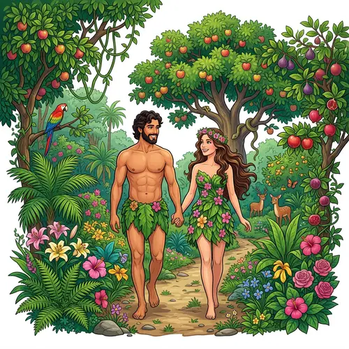 Adam and Eve in the Garden of Eden Artwork