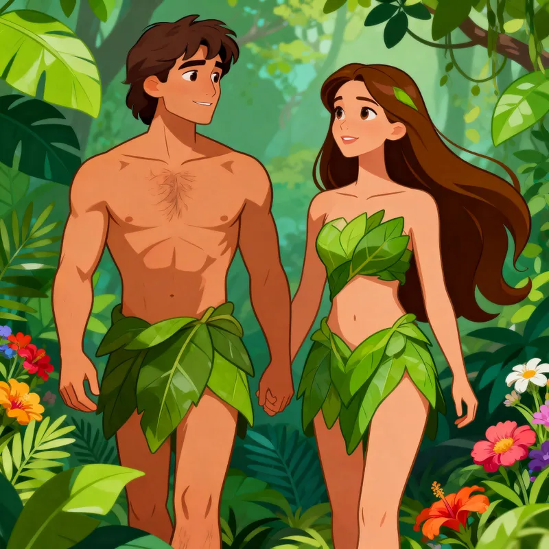 Adam and Eve in the Garden of Eden Artwork