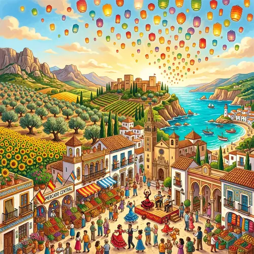 Vibrant & Colorful Illustration of Spain | Artistic Expression