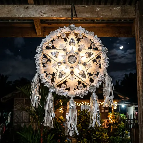 Eco-Friendly White Christmas Parol - Festive DIY Ornament