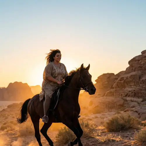 Beautiful Middle-Eastern Woman Riding a Horse