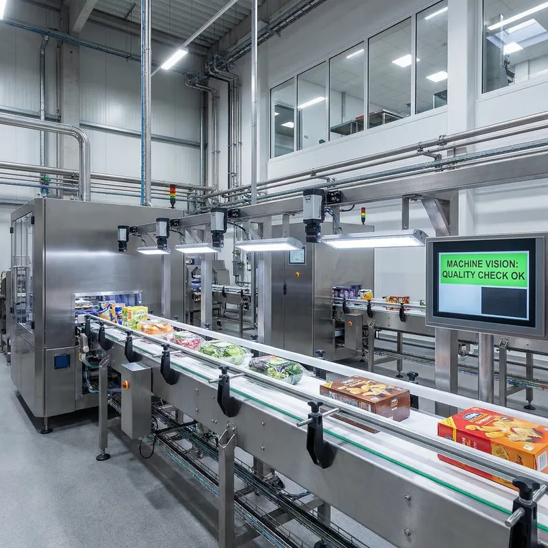 Efficient Food Conveyor System: Industrial Machine Vision Solutions