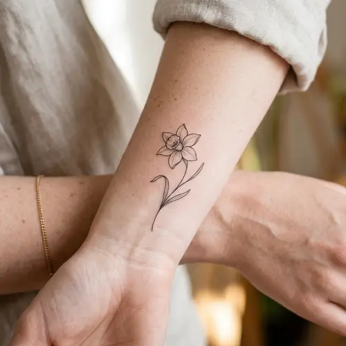 Minimal Narcissus Flower Tattoo for Wrist