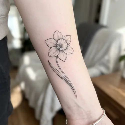 Minimalist Narcissus Flower Tattoo Design