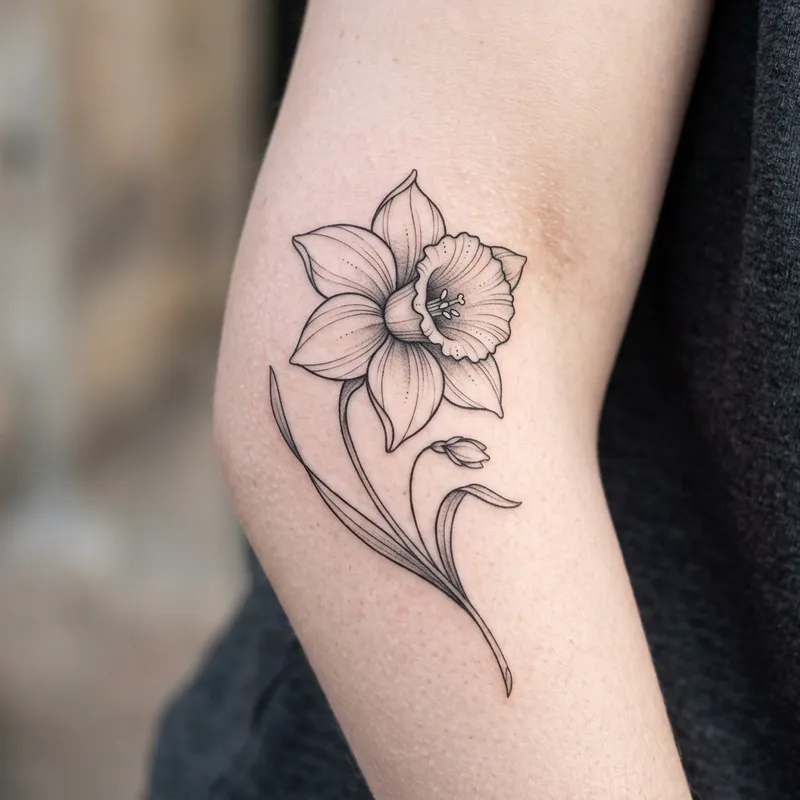 Minimal Narcissus Flower Tattoo Design